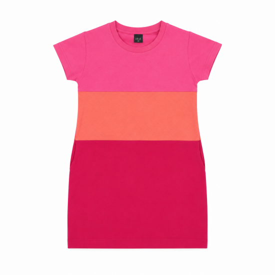Orange girl's dress with short sleeves