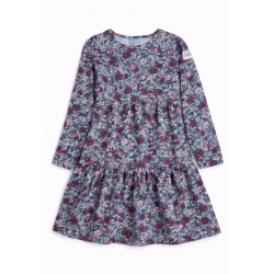 Girls' dress with floral pattern and two ruffles
