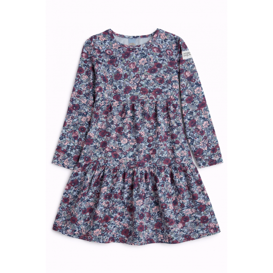 Girls' dress with floral pattern and two ruffles