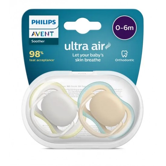 PHILIPS AVENT  Silicone Pacifier 0-6m, 2pcs, ultra air Neutral SCF085/15