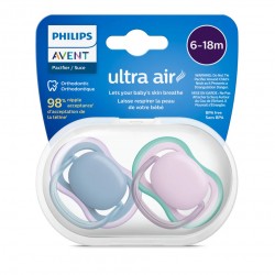 Philips Avent Ultra Air Soother, Neutral 6-18M, (2pcs), for boys, SCF085/34