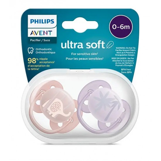 Avent Philips Ultra Soft Pacifier Deco 0-6Months -  SCF091/09