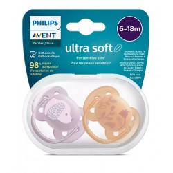 Avent Philips Ultra Soft Pacifier 6-18 Months - Violet Puppy/Orange Leaves SCF091/18