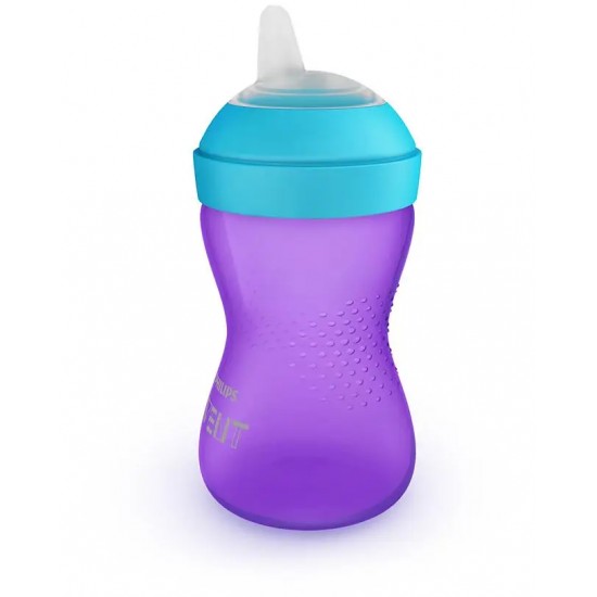 Philips Avent Mācību pudelīte ar mīkstu snīpi - violeta, no 9 mēn., 300ml, SCF 802/02 Philips Avent Mācību pudelīte ar mīkstu snīpi - violeta, no 9 mēn., 300ml, SCF 802/02