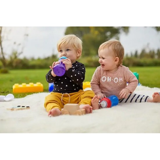 Philips Avent Mācību pudelīte ar mīkstu snīpi - violeta, no 9 mēn., 300ml, SCF 802/02 Philips Avent Mācību pudelīte ar mīkstu snīpi - violeta, no 9 mēn., 300ml, SCF 802/02