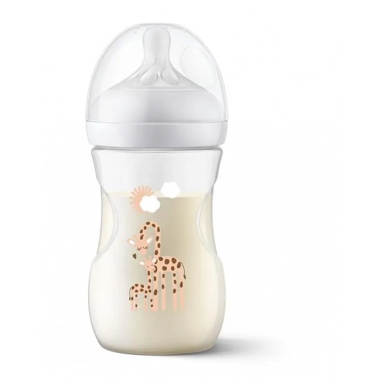 Philips Avent barošanas pudelīte Natural Response Giraffe 260 ml, vidējas plūsmas knupītis, 1m+, SCY903/66