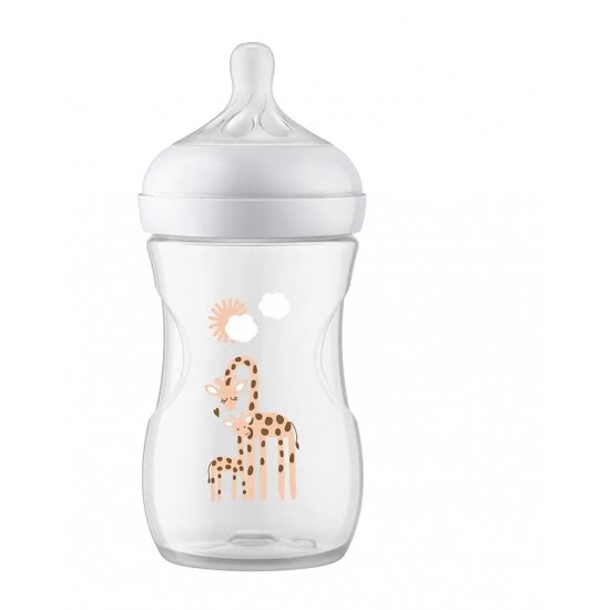 Philips Avent barošanas pudelīte Natural Response Giraffe 260 ml, vidējas plūsmas knupītis, 1m+, SCY903/66