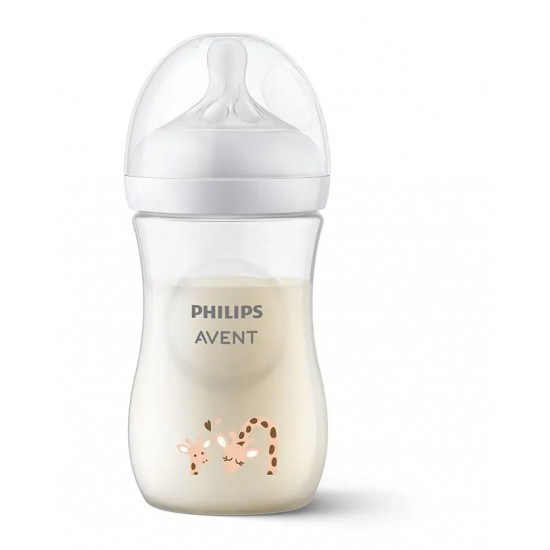 Philips Avent barošanas pudelīte Natural Response Giraffe 260 ml, vidējas plūsmas knupītis, 1m+, SCY903/66