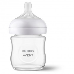 Philips Avent Natural Response stikla zīdaiņu pudelīte 125 ml, jaundzimušā knupītis, 0m+, SCY930/01