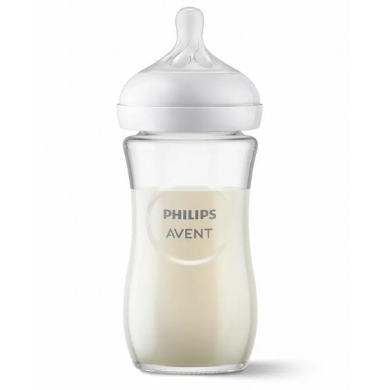Philips Avent Natural Response stikla zīdaiņu pudelīte 240 ml, vidējas plūsmas knupītis 1m+, SCY933/01 Philips Avent Natural Response stikla zīdaiņu pudelīte 240 ml, vidējas plūsmas knupītis 1m+, SCY933/01