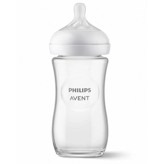 Philips Avent Natural Response stikla zīdaiņu pudelīte 240 ml, vidējas plūsmas knupītis 1m+, SCY933/01 Philips Avent Natural Response stikla zīdaiņu pudelīte 240 ml, vidējas plūsmas knupītis 1m+, SCY933/01