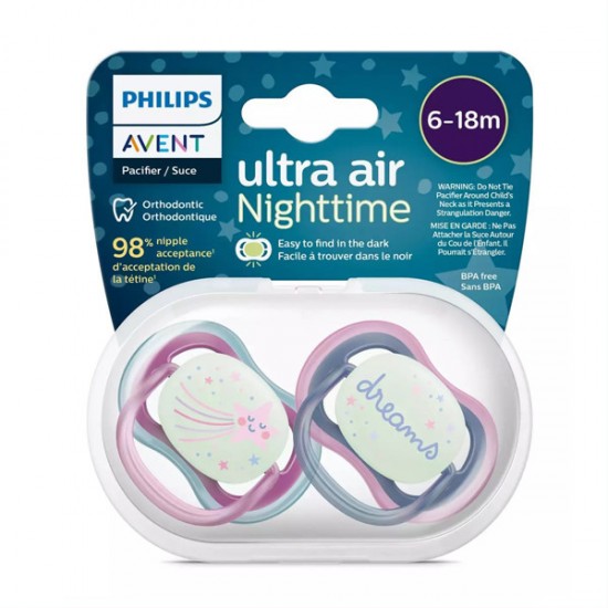 Philips Avent māneklītis Ultra Air Night, 6-18M, (2gab), meitenēm,SCF376/14