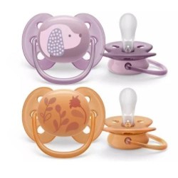 Avent Philips Ultra Soft Pacifier 6-18 Months - Violet Puppy/Orange Leaves SCF091/18