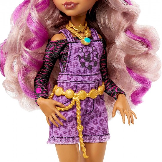 Monster High Clawdeen Wolf Fashion Doll with Purple Streaked Hair, Signature Look, Accessories & Pet Dog