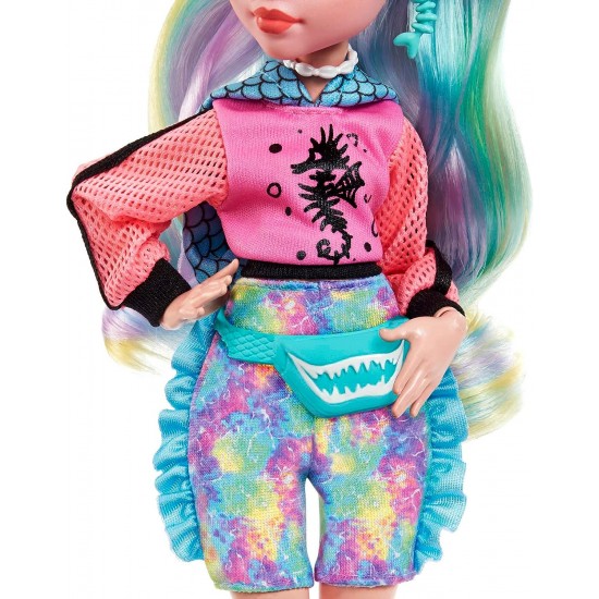 Monster High Lagoona Blue Fashion Doll with Colorful Streaked Hair, Signature Look, Accessories & Pet Piranha HHK55