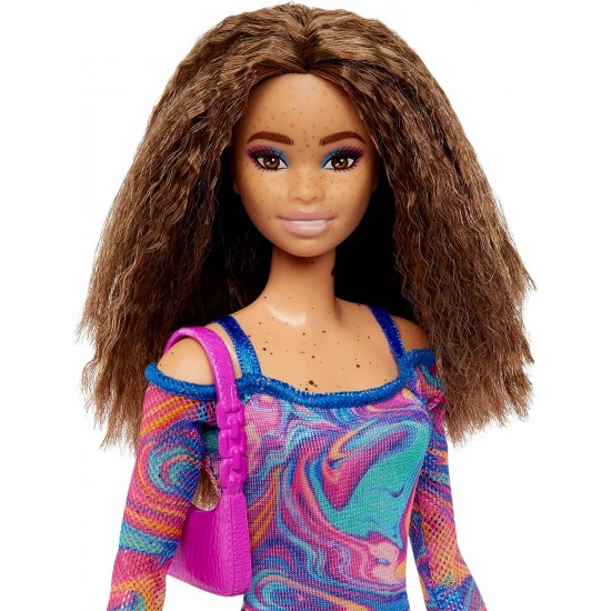 Barbie lelle Fashionistas ar vasarsraibumiņiem , brūniem matiem, HJT03