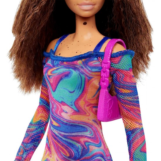 Barbie lelle Fashionistas ar vasarsraibumiņiem , brūniem matiem, HJT03