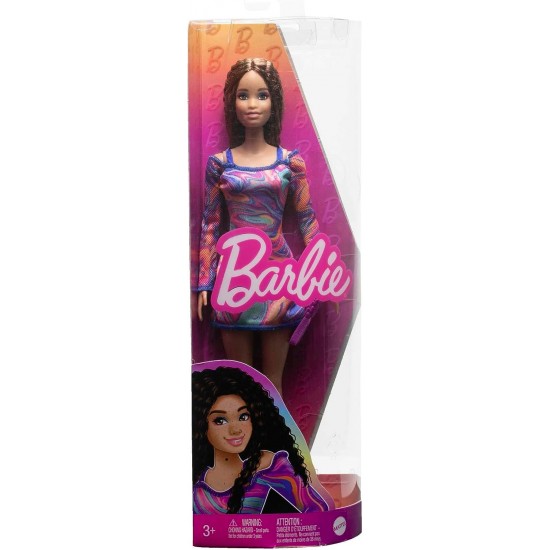 Barbie lelle Fashionistas ar vasarsraibumiņiem , brūniem matiem, HJT03