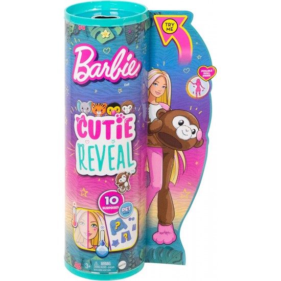 Barbie lelle Cutie Reval no Jungle sērijas  ar plīša mērkaķa kostīmu HKR01