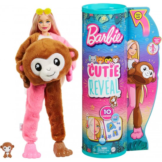 Barbie lelle Cutie Reval no Jungle sērijas  ar plīša mērkaķa kostīmu HKR01