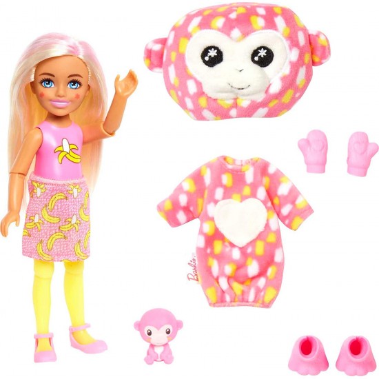 Barbie Small Dolls And Accessories, Cutie Reveal Chelsea Monkey HKR14