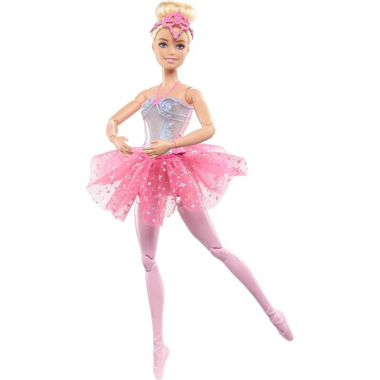 Barbie lelle Dreamtopia Twinkle Lights balerīna ar gaiši blondiem matiem, tiāru un tutu svārkiem HLC25