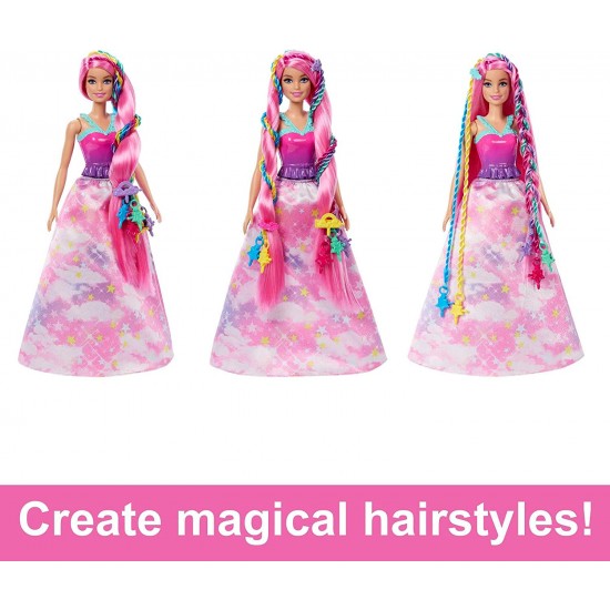 Barbie Doll, Fantasy Hair with Braid and Twist Styling, Rainbow Extensions HNJ06