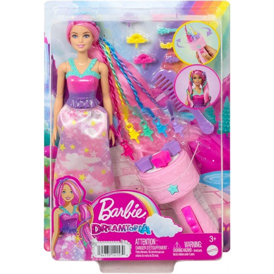 Barbie Doll, Fantasy Hair with Braid and Twist Styling, Rainbow Extensions HNJ06