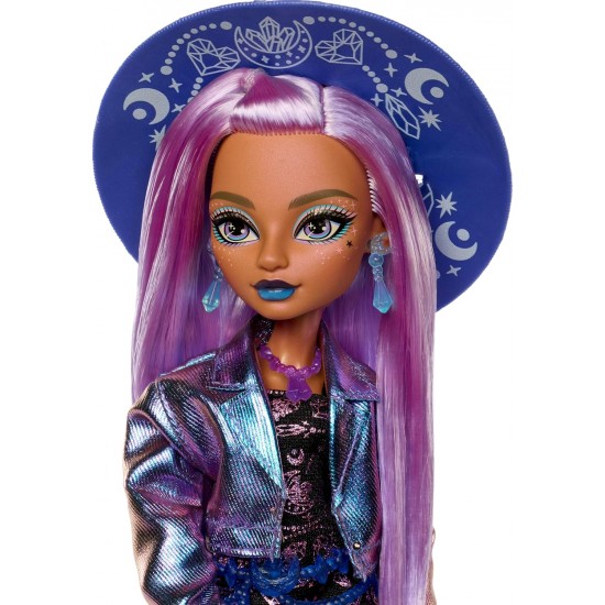 Monster High Moonspell Magic lelle Claire de Luna JBM89 ar burvju cepuri, kristāla bumbu un katlu
