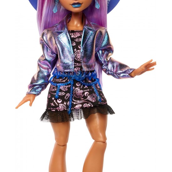 Monster High Moonspell Magic lelle Claire de Luna JBM89 ar burvju cepuri, kristāla bumbu un katlu