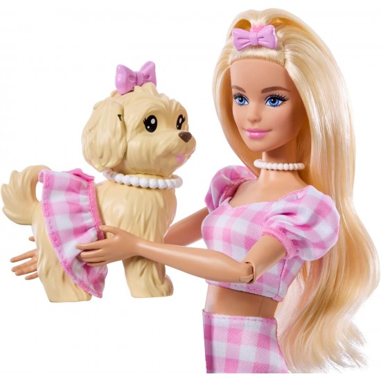 Barbie Twinning Looks doll with a dog JFP36