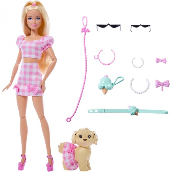 Barbie Twinning Looks doll with a dog JFP36