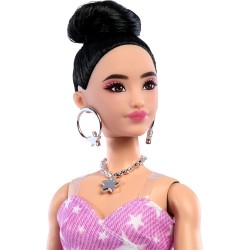 Barbie Deluxe Style lelle rozā kleitā ar zvaigžņu raksu, JJN71