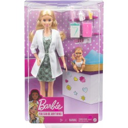 Bārbie  pediatra rotaļu komplekts ar blondo lelli (aptuveni 30 cm), GVK03