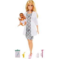 Bārbie  pediatra rotaļu komplekts ar blondo lelli (aptuveni 30 cm), GVK03