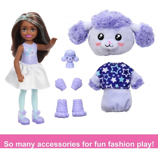 Barbie Cutie Reveal Cozy Cute Tees Series Chelsea Doll & Accessories, Plush Poodle HKR20