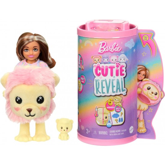 Barbie Cutie Reveal Cozy Cute Tees Series Chelsea Doll & Accessories, Plush Lion HKR21