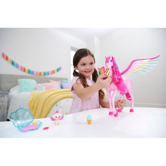 Barbie A Touch Of Magic Pink Pegasus With Puppy, Winged Horse Toys With Lights And Sounds HLC40