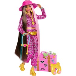 Barbie Extra Ceļojošā Bārbija lelle ar safari tērpu un rozā čemodānu, HPT48