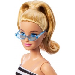 BARBIE Fashionistas lelle melnbaltā topiņā ar saules brillēm , HRH11