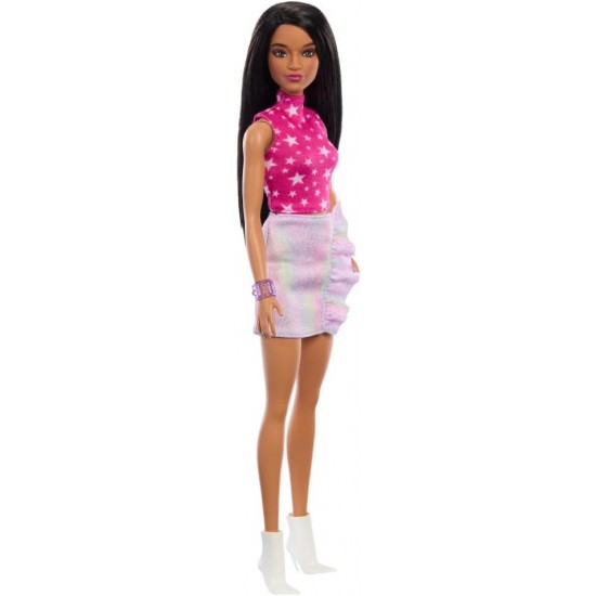 BARBIE Fashionistas lelle  rozā zvaigžņu topiņā, HRH13