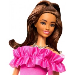 BARBIE Fashionistas lelle  rozā volānu kleitā, HRH15