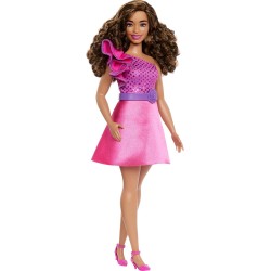 Barbie Fashionistas lelle ar apaļīgu ķermeņa uzbūvi, brūniem  matiem, HRH22