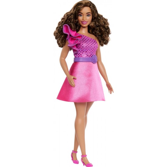 Barbie Fashionistas lelle ar apaļīgu ķermeņa uzbūvi, brūniem matiem, HRH22 Barbie Fashionistas lelle ar apaļīgu ķermeņa uzbūvi, brūniem matiem, HRH22