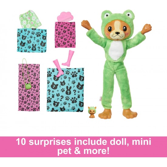 Barbie Cutie Reveal Costume-Themed Series Doll & Accessories With 10 Surprises, Puppy As Frog HRK24