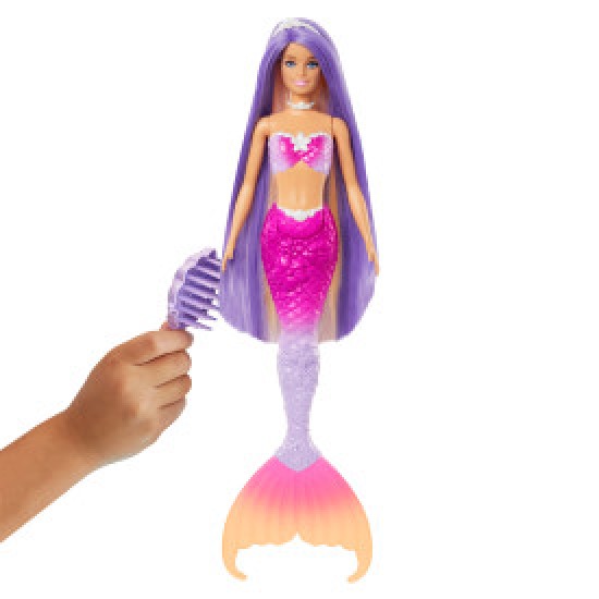 Barbie Mermaid Doll, “Malibu” Pet Dolphin and Water-Activated Color Change Feature, HRP97