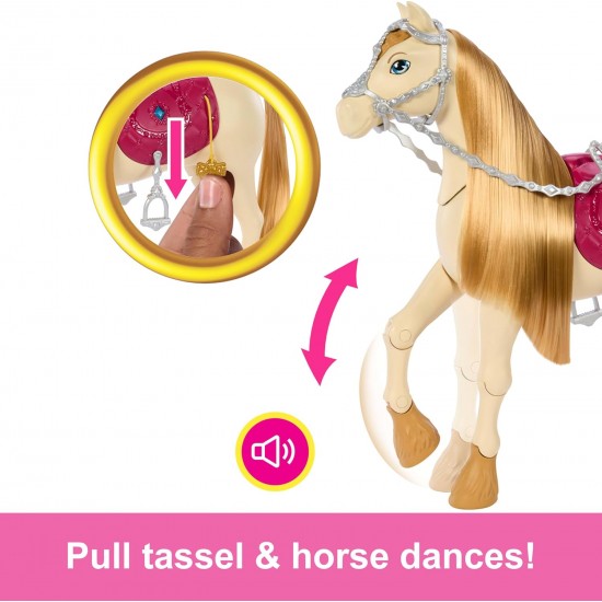 BARBIE zirgs ar skaņām, mūziku un aksesuāriem HXJ42 BARBIE zirgs ar skaņām, mūziku un aksesuāriem HXJ42