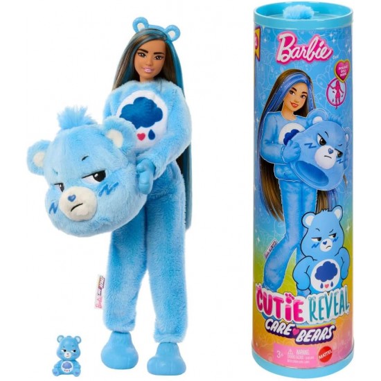 Barbie Cutie Reveal Care Bears sērijas lelle un aksesuāru komplekts ar Grumpy Bear kostīmu, JCN96 Barbie Cutie Reveal Care Bears sērijas lelle un aksesuāru komplekts ar Grumpy Bear kostīmu, JCN96