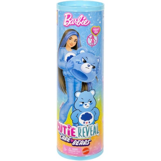 Barbie Cutie Reveal Care Bears sērijas lelle un aksesuāru komplekts ar Grumpy Bear kostīmu, JCN96 Barbie Cutie Reveal Care Bears sērijas lelle un aksesuāru komplekts ar Grumpy Bear kostīmu, JCN96