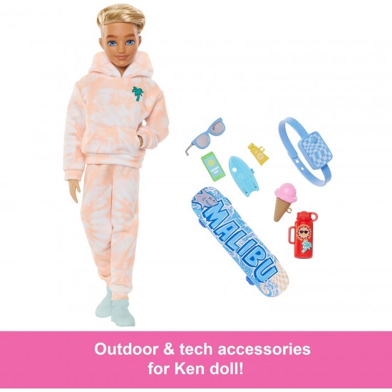 Barbie Dream Besties Ken Fashion Doll With 9 Summer & Skateboard Themed Accessories JDD75 Barbie Dream Besties Ken Fashion Doll With 9 Summer & Skateboard Themed Accessories JDD75